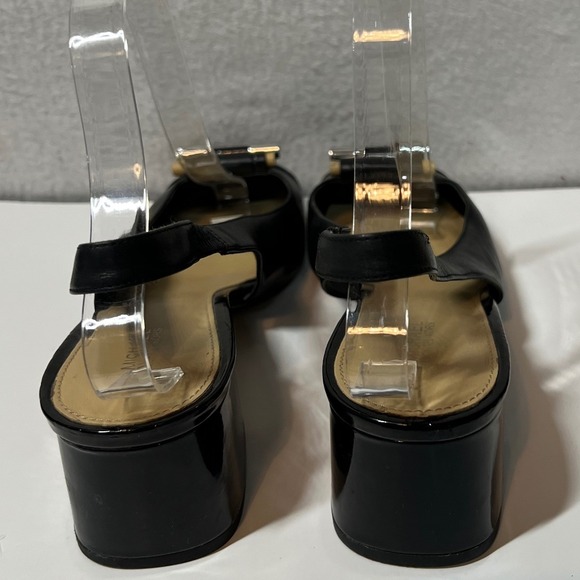 MICHAEL KORS Black Leather Slingback Block Heel Shoes Women Size 9.5M - Picture 7 of 14